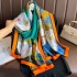 2023 New Simulated Silk Silk Women's Mountain Camellia Explosive Shawl Beach Scarf Thin Edition Trendy Brand New Silk Satin Multiple Scarves