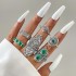 New Cross border Retro Water Drop Diamond Set Purple Gemstone Joint Ring Geometric Hollow Triangle Ring 9-Piece Set for Women