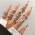 European and American Cross border Retro Vintage Butterfly Serpentine Ring Set Combination Open Multi Joint Ring Set 9-Piece Set