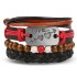 Retro bead bracelet for men, fashionable hollow triangular leather bracelet and bracelet, multi-layer wide wrapped jewelry