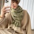 Winter Camellia Diagonal Grid Core Wrapped Yarn Jacquard Scarf Women's Versatile Cashmere Shawl Thickened Warm and Cold proof Scarf