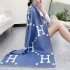 Autumn and Winter New Blue Cashmere Scarf Women's Winter H Letter Women's Shawl Thick Edition Warm One Piece Hair Replacement