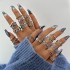 European and American Cross border New Jewelry Ring Vintage Ethnic Style Mushroom Love Moon Leaf Ancient Silver 7-piece Set Ring