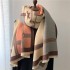 Autumn and winter European and American foreign trade new color blocked tassel brushed scarf for women, spliced thick shawl, fashionable one-piece hair replacement