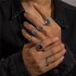 Cross border jewelry punk style geometric alloy men's ring retro personality skull snake ring set