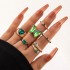 European and American popular jewelry ring bracelet snake shaped heart imitation emerald set with diamonds ins style five piece ring set for women