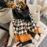 Korean version autumn and winter new item color blocked Thousand Bird Grid fashionable thick warm scarf imitation cashmere student scarf big shawl