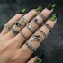 European and American Cross border Retro Vintage Butterfly Serpentine Ring Set Combination Open Multi Joint Ring Set 9-Piece Set