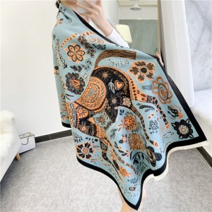 Ethnic style scarf, cashmere women's autumn and winter new item, imitation cashmere double-sided shawl scarf, warm and thick tassel scarf