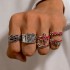 Cross border jewelry punk style geometric alloy men's ring retro personality skull snake ring set