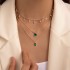 European and American cross-border sweater chain creative retro imitation grandmother blue-green pearl chain multi-layer necklace simple three-layer collarbone chain