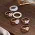 Cross border Oil Drop Butterfly Smile Ring 6-piece Set Cross border Ins Love Joint Ring Set Wholesale