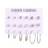 European and American Cross border New Pearl Zircon Earnail Set 20 Pair Creative Retro Simple temperament Earrings Wholesale