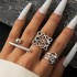 European and American Cross border Geometric Metal Wind Lava Line Ring Four Piece Set Irregular Smooth Open Ring Set