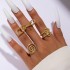 European and American Cross border Geometric Metal Wind Lava Line Ring Four Piece Set Irregular Smooth Open Ring Set