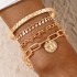 Cross border European and American retro personality exaggerated wide face bracelet set gold smooth irregular wristband bracelet multi piece set