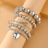 European and American cross popular round bead metal bracelet 3-piece set with exaggerated personality, layered style, and versatile creativity for both men and women