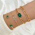 Cross border new European and American bracelet ins retro inlaid green diamond square bracelet inlaid diamond butterfly heart bracelet 4-piece set