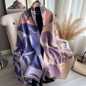 2024 autumn and winter new camellia plant flower splicing fashionable scarf imitating cashmere scarf, air conditioning shawl for women