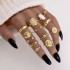 Cross border hot selling ring fashionable white drip oil opening adjustable diamond inlaid hollow relief portrait combination 13 pieces set