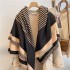 Korean version new striped imitation cashmere scarf for women in winter, warm and thick, versatile shawl, tassel geometric square scarf, neck scarf