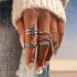 European and American cross-border exaggerated personalized ring, flower chain temperament, fashionable hollow carved flower connected finger ring jewelry for women