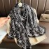 2023 New Simulated Silk Silk Women's Mountain Camellia Explosive Shawl Beach Scarf Thin Edition Trendy Brand New Silk Satin Multiple Scarves