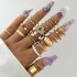 Cross border New Fashionable Versatile Leaf Love Ring Set Personalized Geometric Stacked Joint Ring Multi piece Set