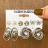 Cross border Pearl Inlaid Women's Card Earrings Creative French Retro Gold Earring Set 6-piece Set