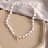 Cross border fashion hot selling retro love peach heart pearl gold necklace 3-piece set multi-layer stacked collarbone chain for women