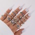 European and American punk dark butterfly skull hollow face ring multi piece set, personalized and trendy vintage ring set