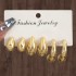 Cross border source new high-end gold personalized water droplet earrings creative complex C-shaped earring set 6 pairs wholesale