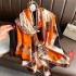 2023 New Simulated Silk Silk Women's Mountain Camellia Explosive Shawl Beach Scarf Thin Edition Trendy Brand New Silk Satin Multiple Scarves