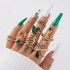 European and American popular jewelry ring bracelet snake shaped heart imitation emerald set with diamonds ins style five piece ring set for women