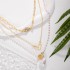 Cross border Fashion Imitation Pearl Love Pendant Multi layer Necklace High end Versatile Clover Cross Ring Necklace