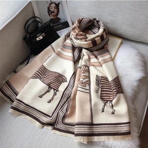 New scarf for women, imitating cashmere, autumn and winter, Korean version, horse, double-sided shawl, thick and warm scarf, one piece hair replacement