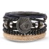 Retro bead bracelet for men, fashionable hollow triangular leather bracelet and bracelet, multi-layer wide wrapped jewelry