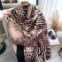 2024 European and American new leopard print scarf, thickened and warm, fashionable for autumn and winter, worn as a shawl, double-sided imitation cashmere dual-use