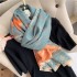 Scarf for women, autumn and winter, Chinese style, blue and white porcelain pattern, warm and thick double-sided imitation cashmere, air conditioning shawl, mother's scarf