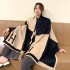 Cashmere scarf for women, winter splicing color blocked air conditioning scarf, imitation cashmere thick shawl, warm autumn and winter scarf wholesale