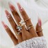 European and American cross-border jewelry light luxury diamond inlaid butterfly peach heart ring set, niche Love moon joint ring for women