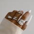 European and American Cross border Geometric Metal Wind Lava Line Ring Four Piece Set Irregular Smooth Open Ring Set