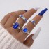 Amazon Cross border Light Luxury Jewelry Color Diamond Set Four Piece Ring Set Geometric Imitation Gemstone Set Ring Set