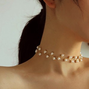 AliExpress Wish new fashionable and simple Japanese and Korean pearl collarbone chain temperament beach pearl neck strap short necklace