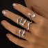 European and American Cross border Geometric Metal Wind Lava Line Ring Four Piece Set Irregular Smooth Open Ring Set