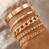 Cross border European and American retro personality exaggerated wide face bracelet set gold smooth irregular wristband bracelet multi piece set