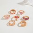 AliExpress Pink Drip Oil Mushroom Star Ring Set Butterfly Love Diamond Palm Ring Seven Piece Set