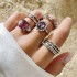 Amazon Cross border Light Luxury Jewelry Color Diamond Set Four Piece Ring Set Geometric Imitation Gemstone Set Ring Set