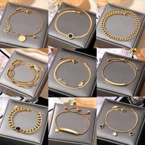 Cross border popular stainless steel bracelet with no fading, high-end feel, niche girls' love letter bracelet, stainless steel jewelry