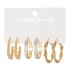 European and American C-shaped metal texture advanced sense personalized ear ring antique Fried Dough Twists earrings set 6-piece earrings